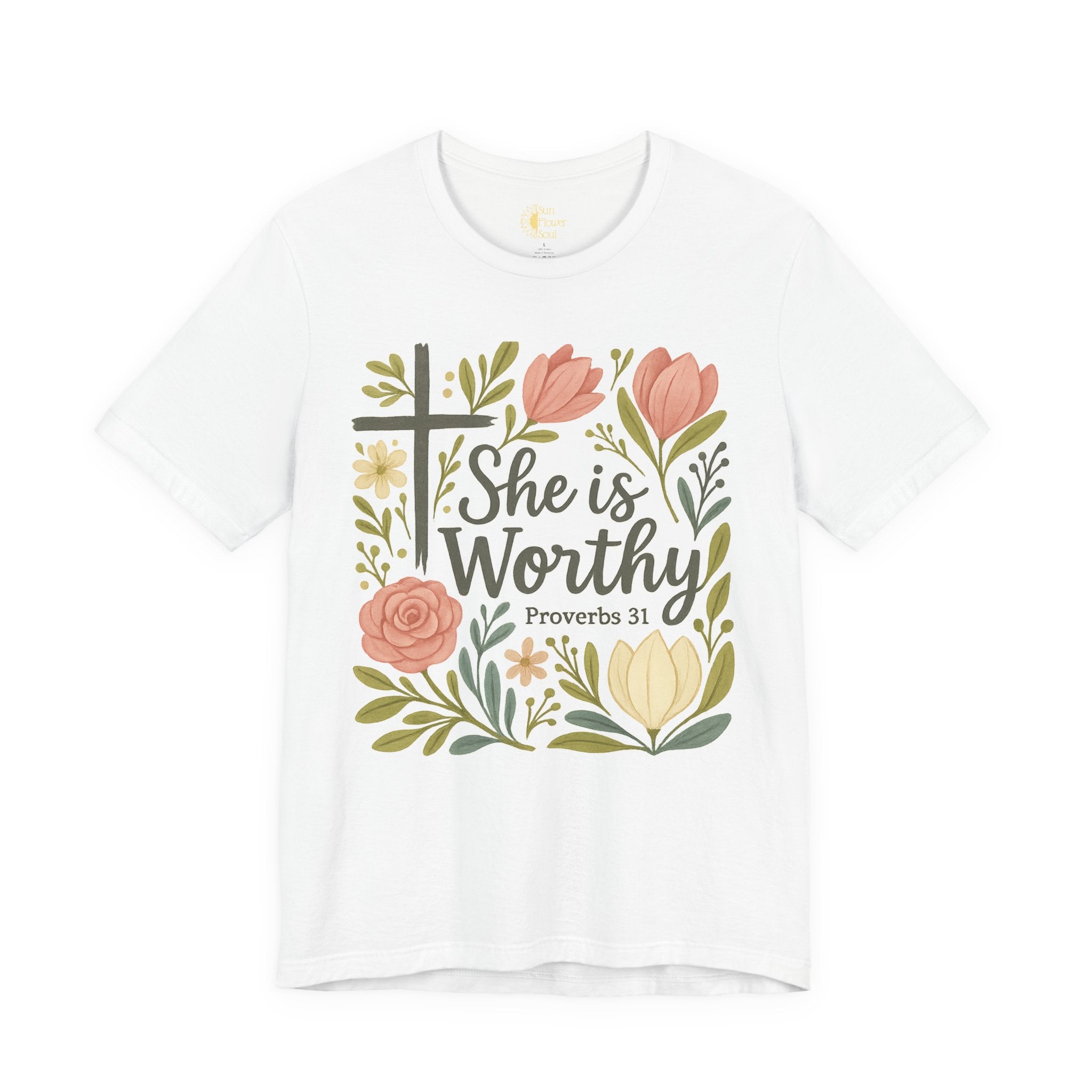 Christian Inspirational Tee – Women's Proverbs 31 Top | Floral Graphic Shirt