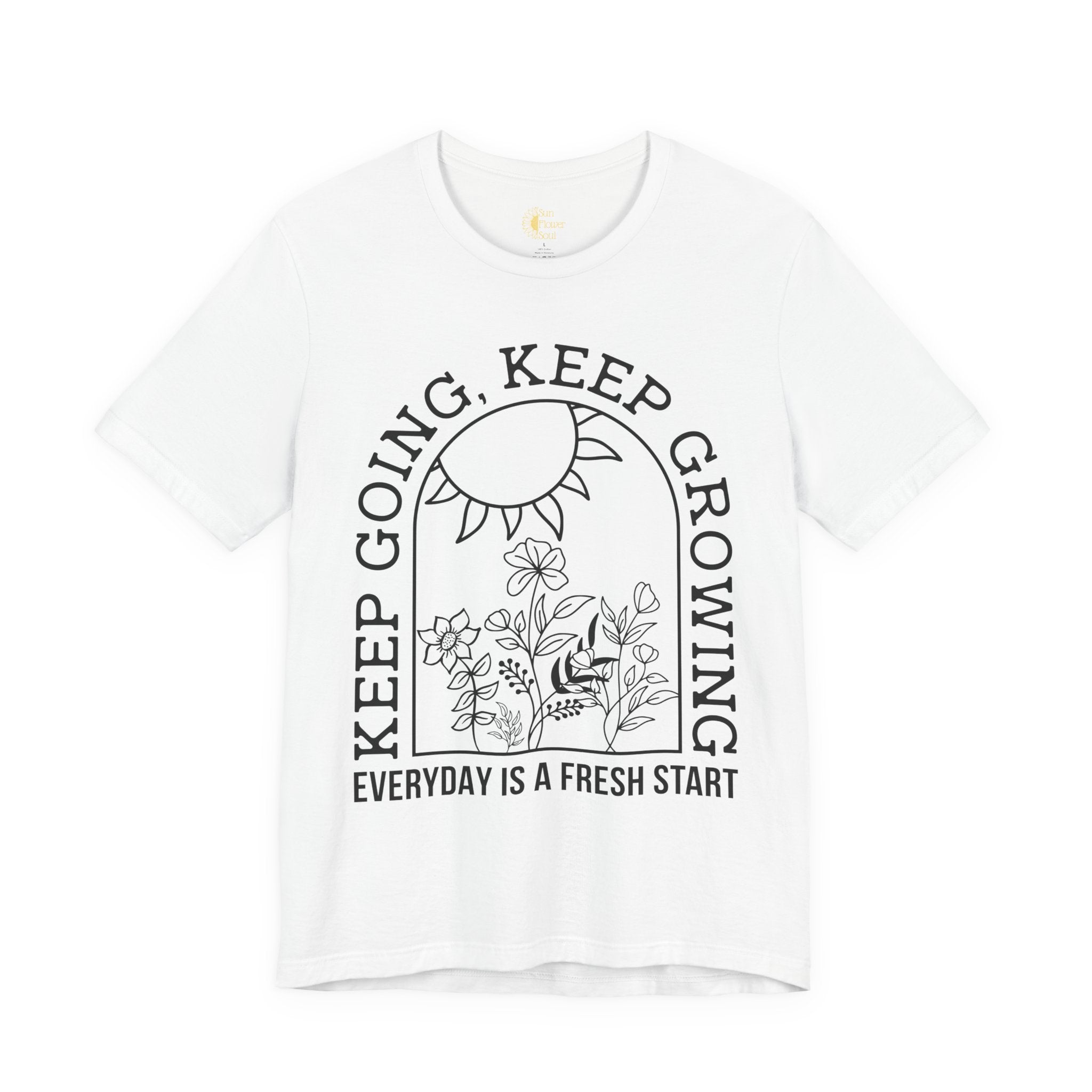 Positive Graphic Tee – Keep Growing Shirt With Floral Design | Soft Cotton T-Shirt