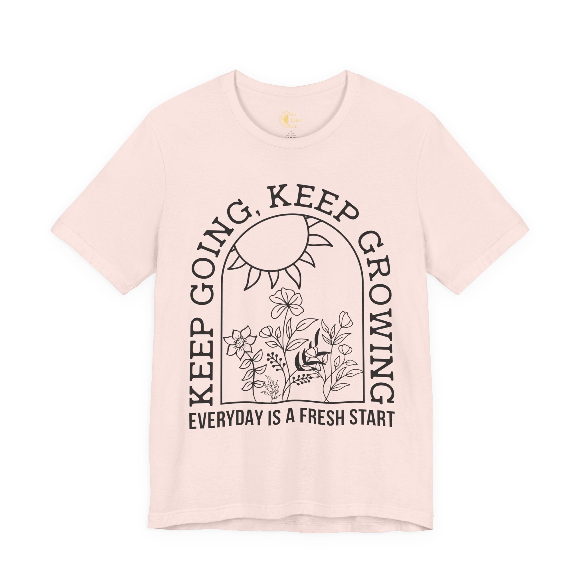 Positive Graphic Tee – Keep Growing Shirt With Floral Design | Bella+Canvas Soft Cotton