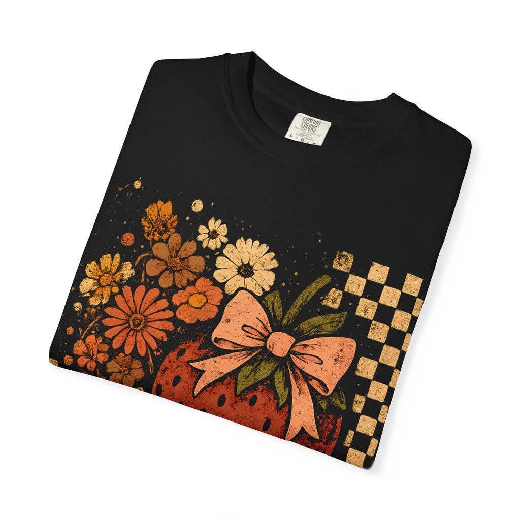Vintage Strawberry T-Shirt - Floral Print Tee | Soft Cotton Retro Style Shirt