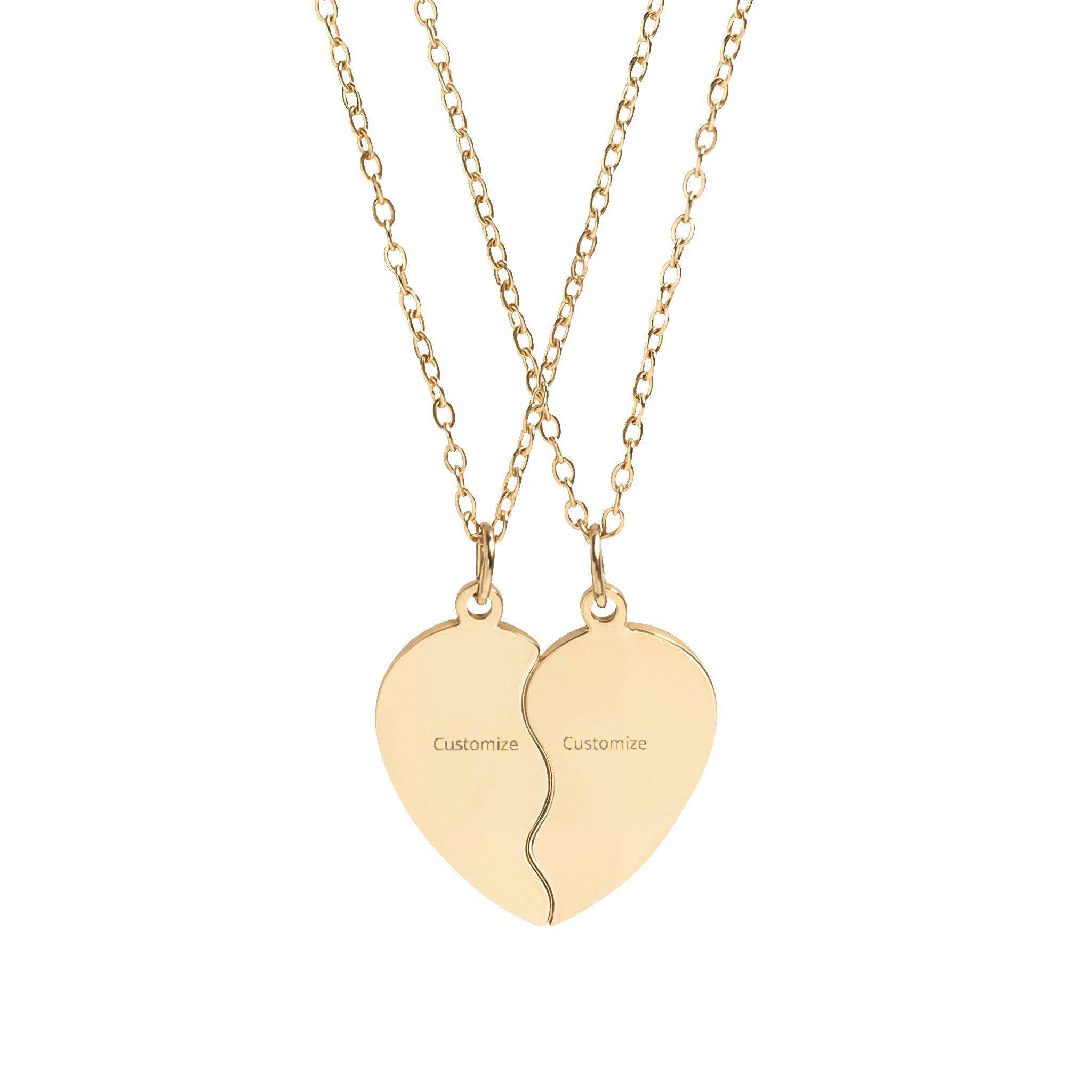 Broken Heart Necklace - Split Heart Pendant | Friendship Necklace Set Matching