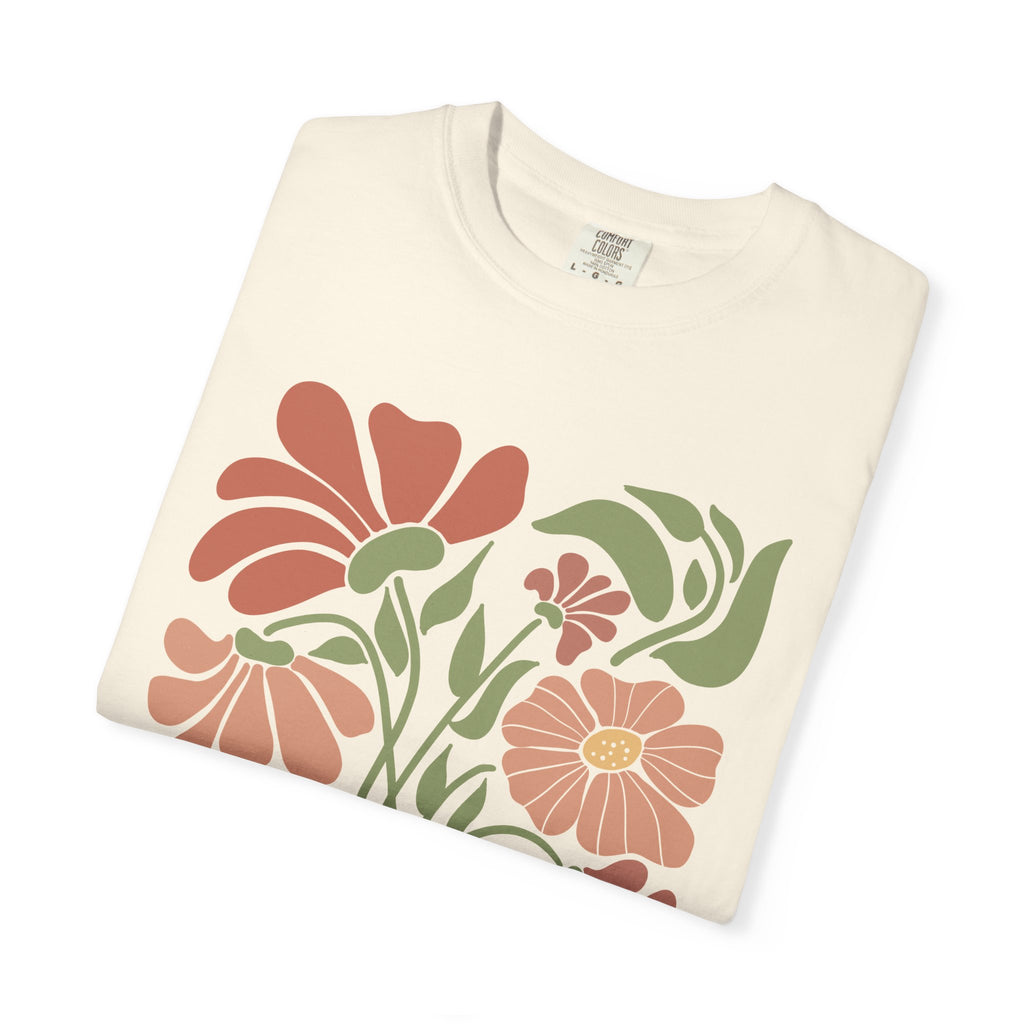 Retro Floral Tee – Stay Wild Shirt | Boho T Shirt, Soft Cotton Tee, Earth Tone T-Shirt