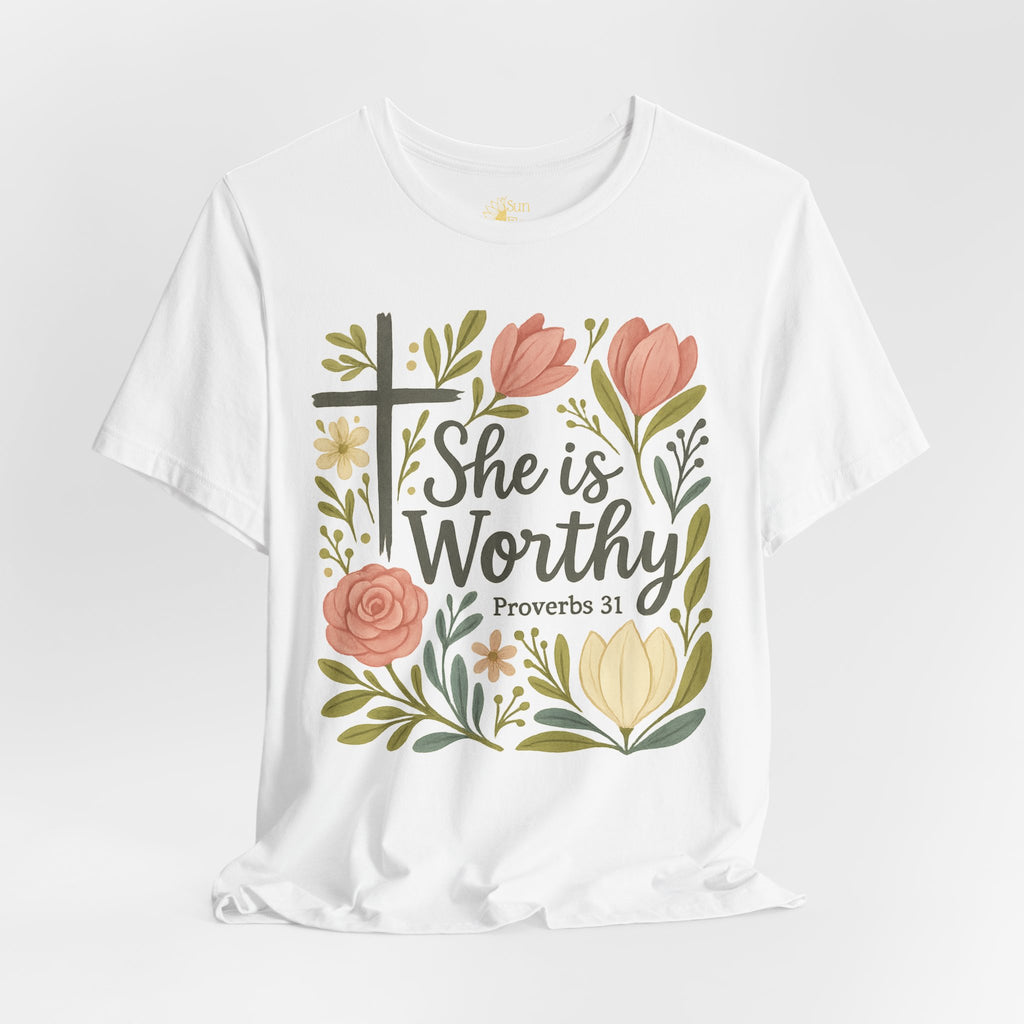 Christian Inspirational Tee – Women's Proverbs 31 Top | Floral Graphic Shirt