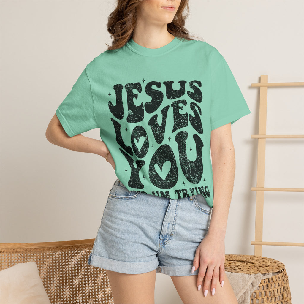 Jesus Loves You TShirt - Inspirational Faith Graphic Tee | Soft Garment Dyed Cotton