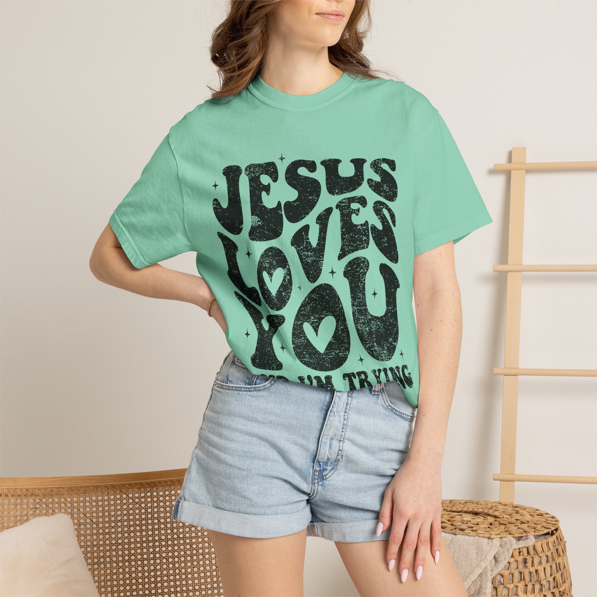 Jesus Loves You TShirt - Inspirational Faith Graphic Tee | Soft Garment Dyed Cotton