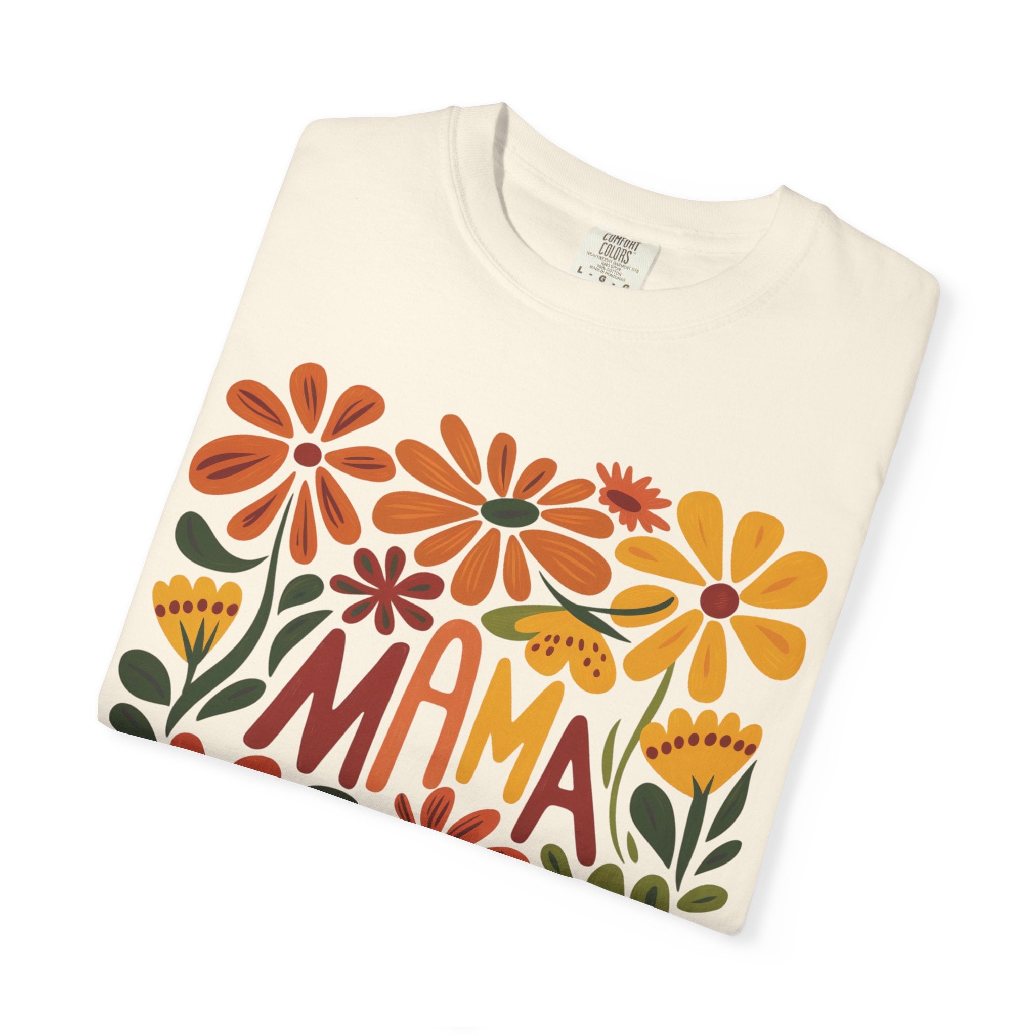 Retro Floral Mama Tee – Boho Mom Shirt With Playful Floral Design & Comfortable Cotton