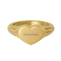Heart Signet Ring – Personalized Gold Plated Custom Engraving Keepsake