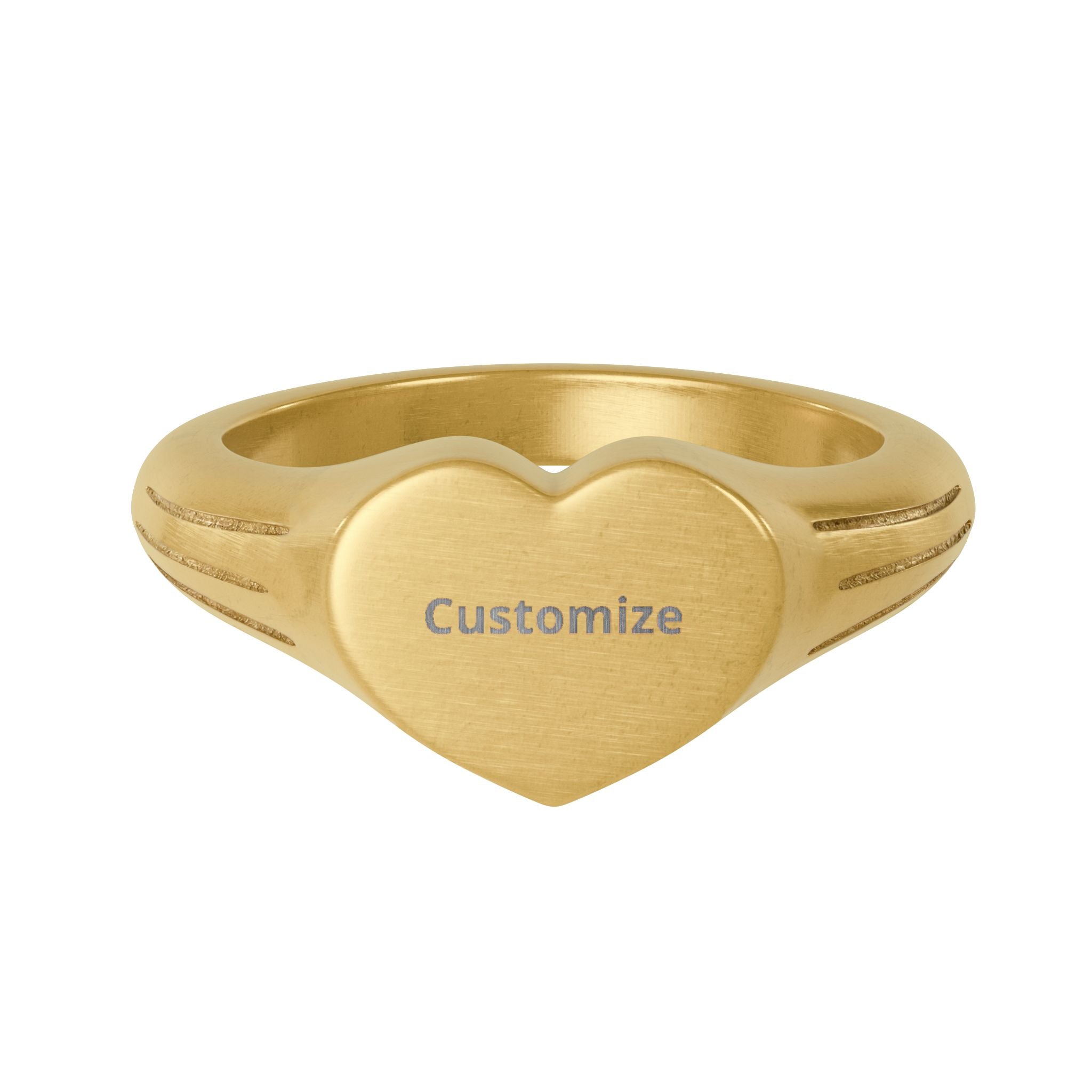 Heart Signet Ring – Personalized Gold Plated Custom Engraving Keepsake