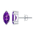 1.48 Carat Marquise Cut Amethyst Solitaire Stud Earrings