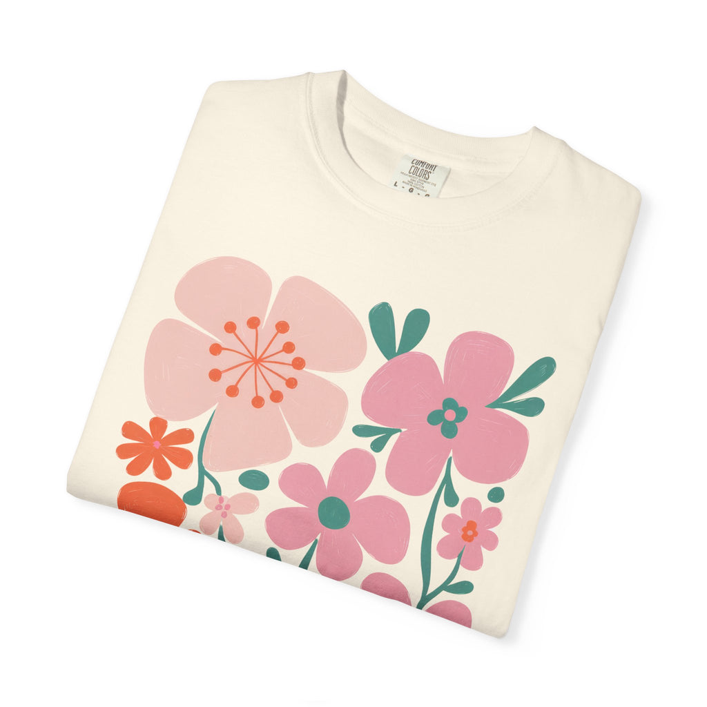 Floral Love T-Shirt – Unisex Garment-Dyed Tee With Vibrant Flower Design & Relaxed Fit