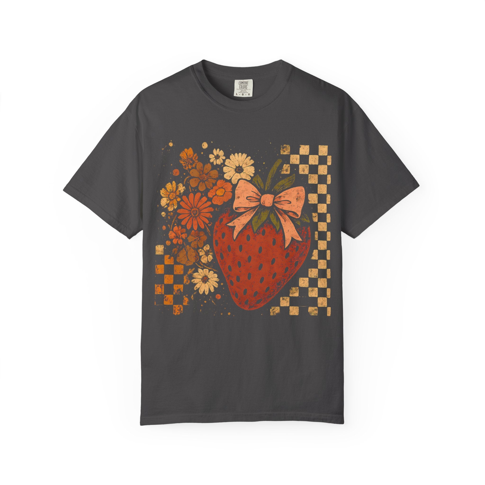 Vintage Strawberry T-Shirt - Floral Print Tee | Soft Cotton Retro Style Shirt