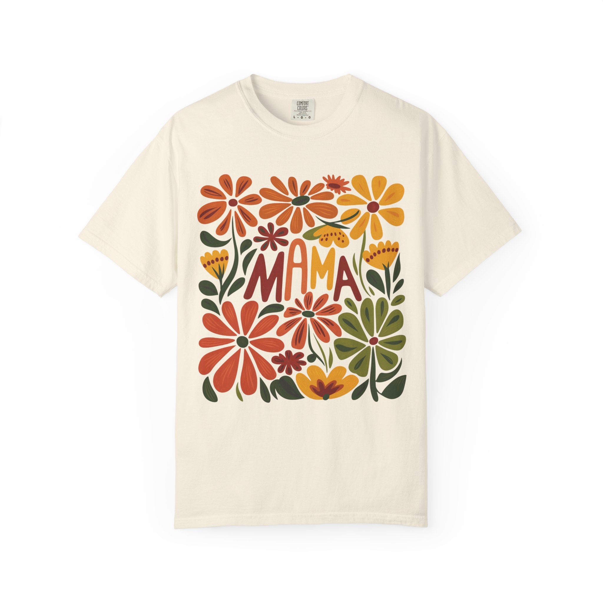 Retro Floral Mama Tee – Boho Mom Shirt With Playful Floral Design & Comfortable Cotton