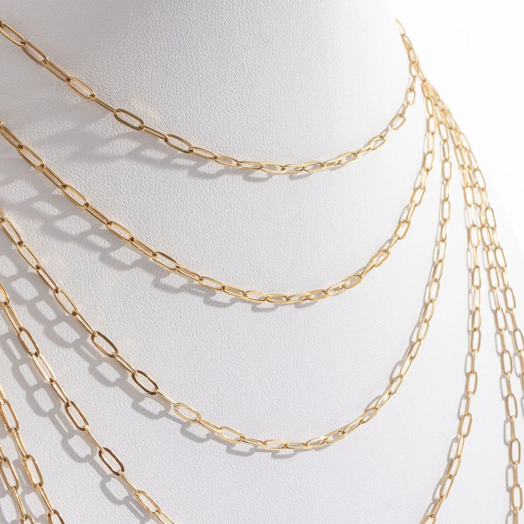 14K Gold Paperclip Necklace – 2.5MM Gold Filled Adjustable Chain Jewelry