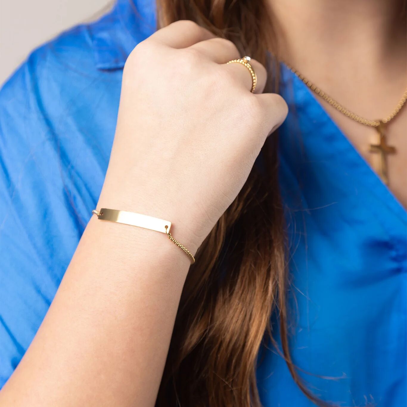 14K Gold Filled Bracelet – Adjustable Curved Bar | Tarnish Resistant Jewelry - Bracelets | Sunflower Soul Boutique