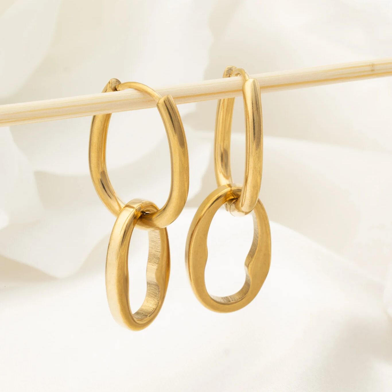 14K Gold Filled PLUS Interlocked Oval Pendant Earrings- studio