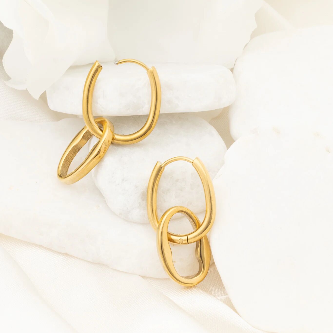 14K Gold Filled PLUS Interlocked Oval Pendant Earrings- studio