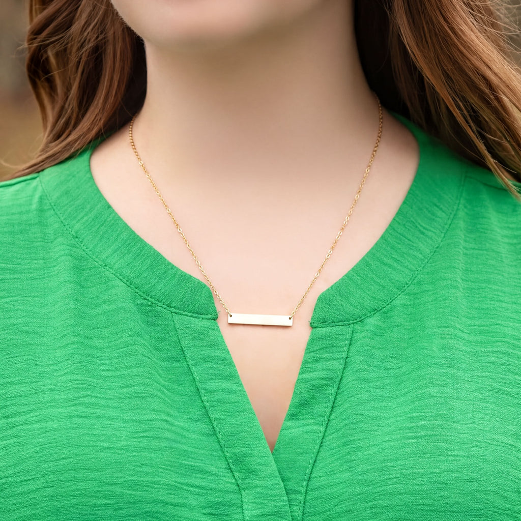 14K Gold Filled Necklace – Minimalist Gold Bar Pendant with Adjustable Chain - Necklaces | Sunflower Soul Boutique