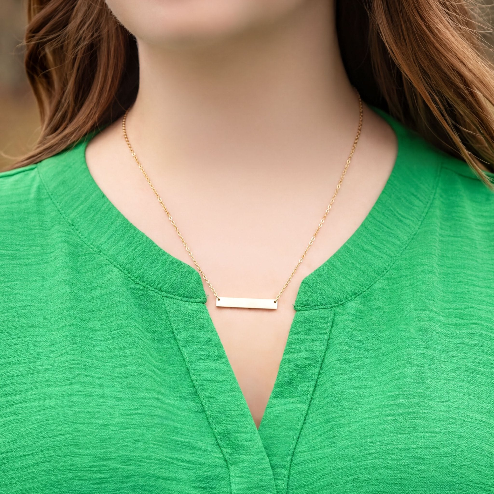 14K Gold Filled Necklace – Minimalist Gold Bar Pendant with Adjustable Chain - Necklaces | Sunflower Soul Boutique