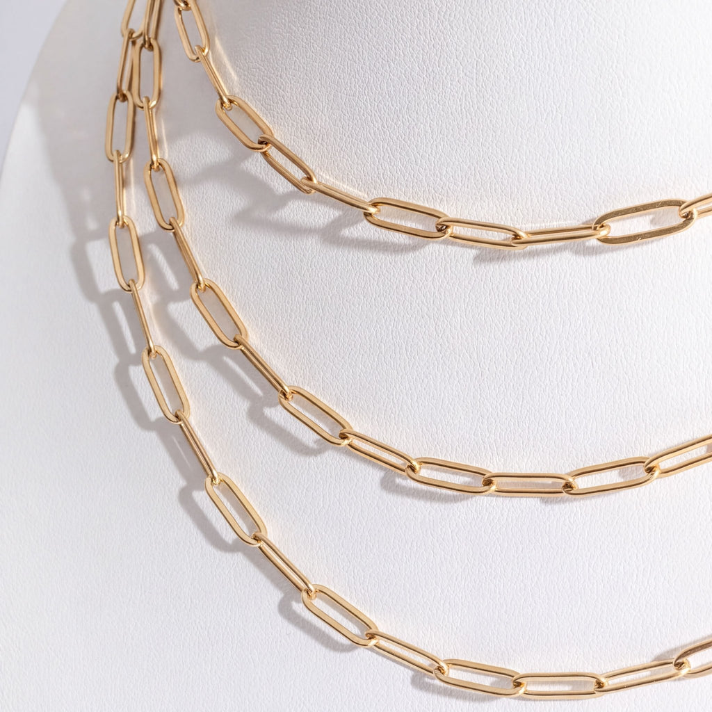 14K Gold Filled Necklace – Paperclip Chain 4mm | Lightweight Hypoallergenic Jewelry - Chains | Sunflower Soul Boutique