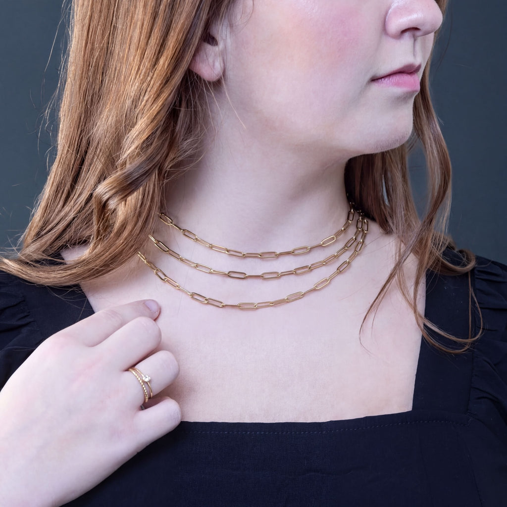 14K Gold Filled Necklace – Paperclip Chain 4mm | Lightweight Hypoallergenic Jewelry - Chains | Sunflower Soul Boutique