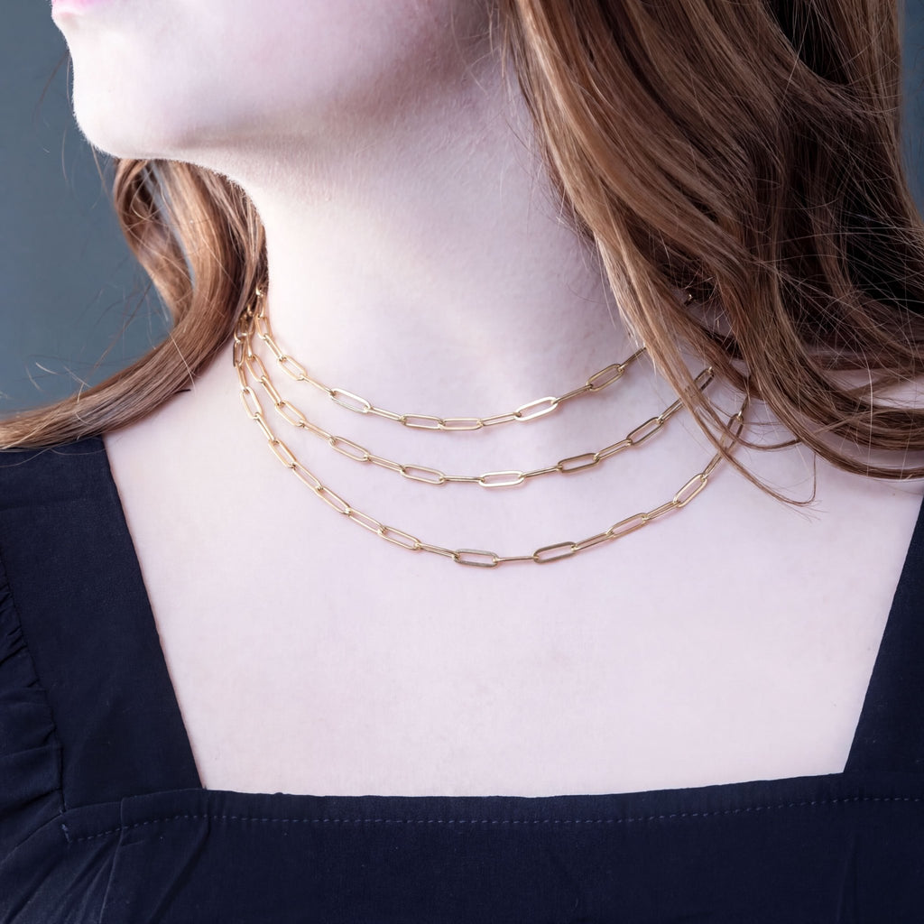 14K Gold Filled Necklace – Paperclip Chain 4mm | Lightweight Hypoallergenic Jewelry - Chains | Sunflower Soul Boutique