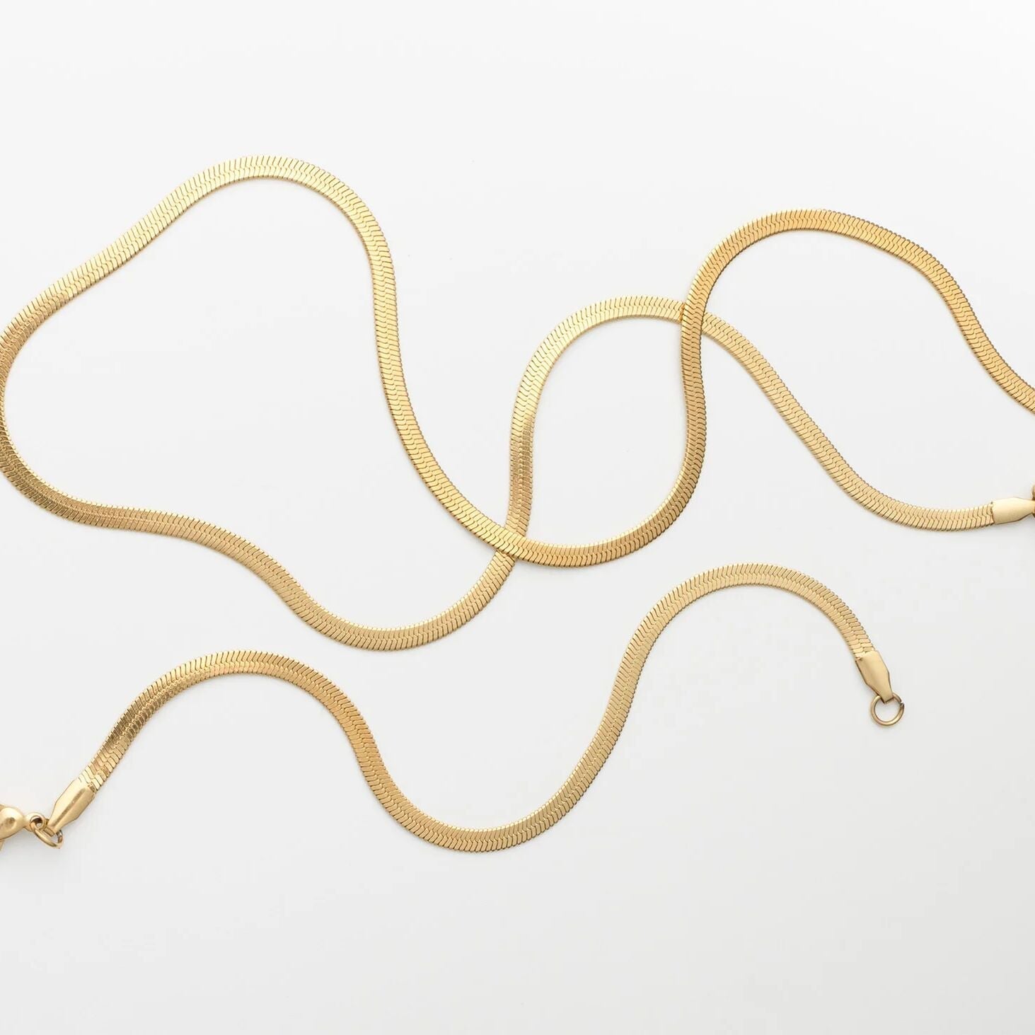 14K Gold Herringbone Necklace – 18 Inch Gold Filled Chain With Flat Link Design - Necklaces | Sunflower Soul Boutique