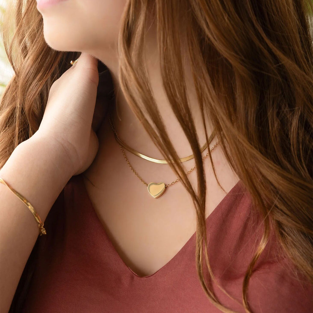 14K Gold Herringbone Necklace – 18 Inch Gold Filled Chain With Flat Link Design - Necklaces | Sunflower Soul Boutique