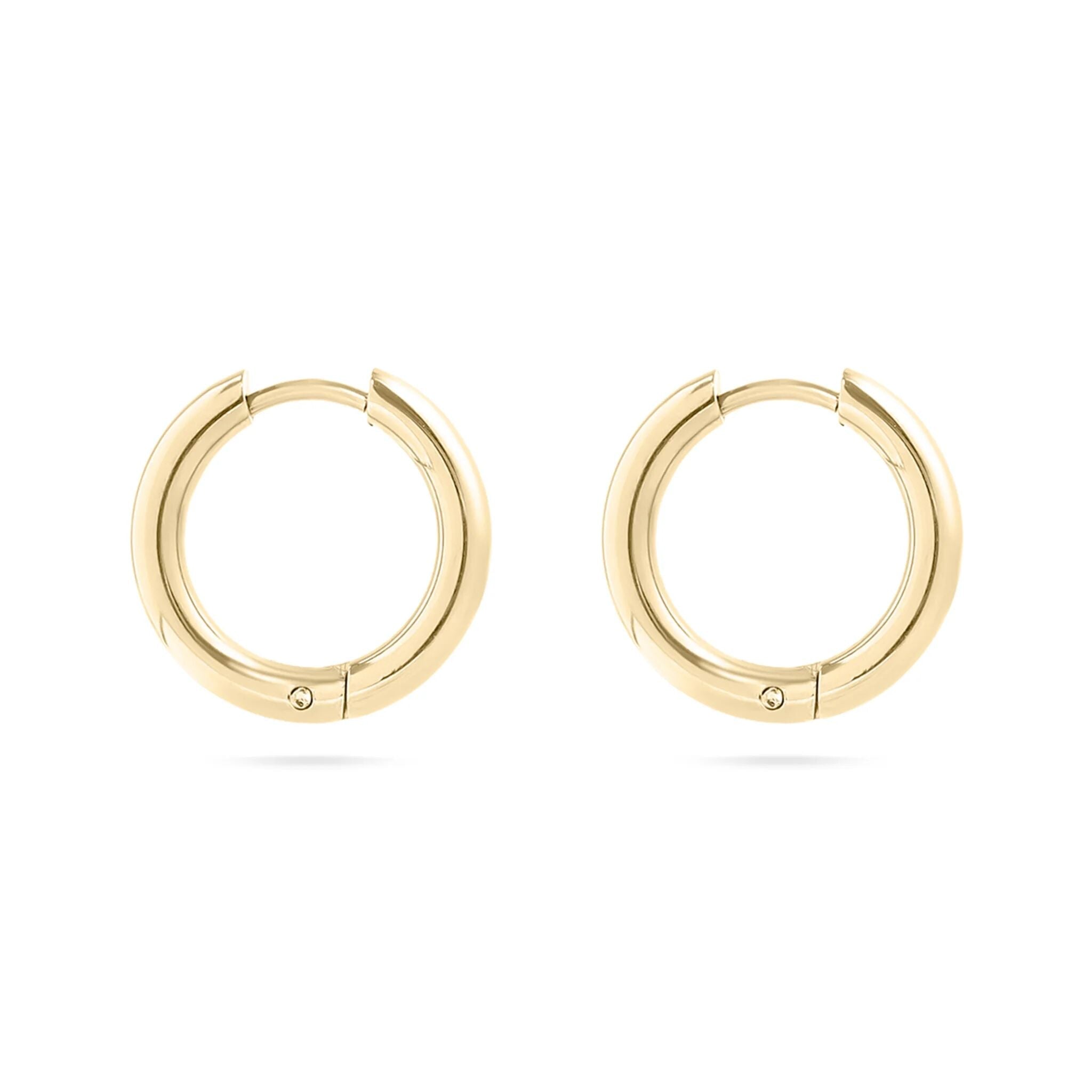 14K Gold Filled PLUS Circle Huggie Hoop Earrings