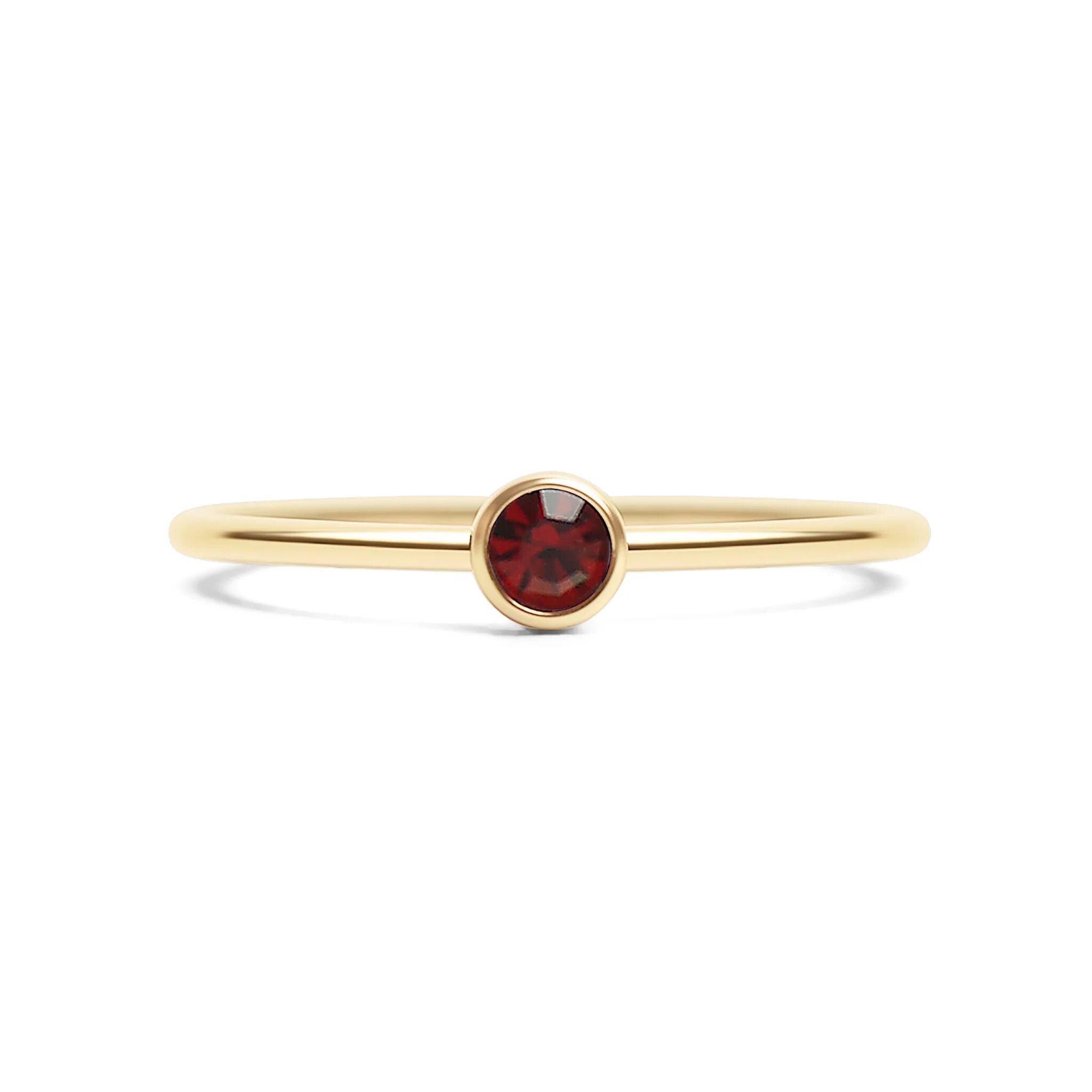 14K Gold Stacking Ring – Custom Birthstone Slim Profile Layered Jewelry - Rings | Sunflower Soul Boutique