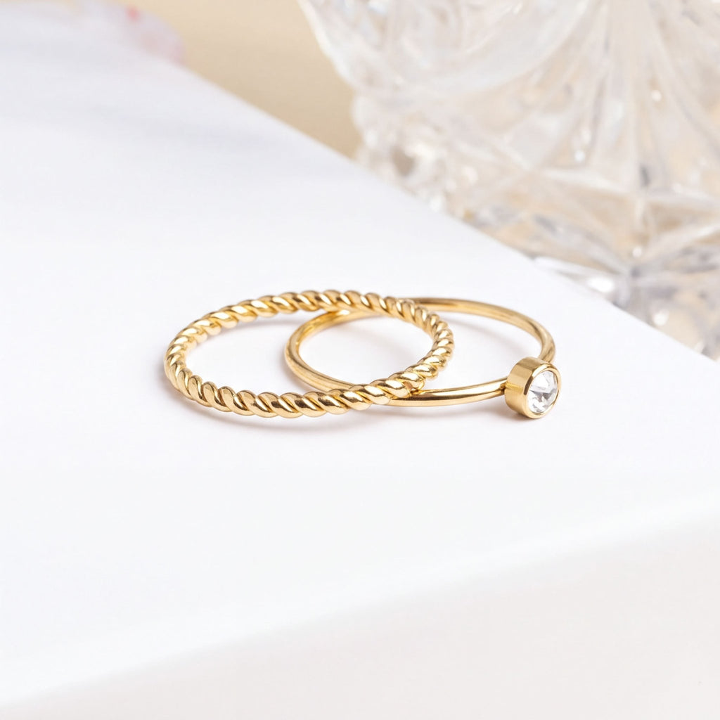 14K Gold Stacking Ring – Custom Birthstone Slim Profile Layered Jewelry - Rings | Sunflower Soul Boutique