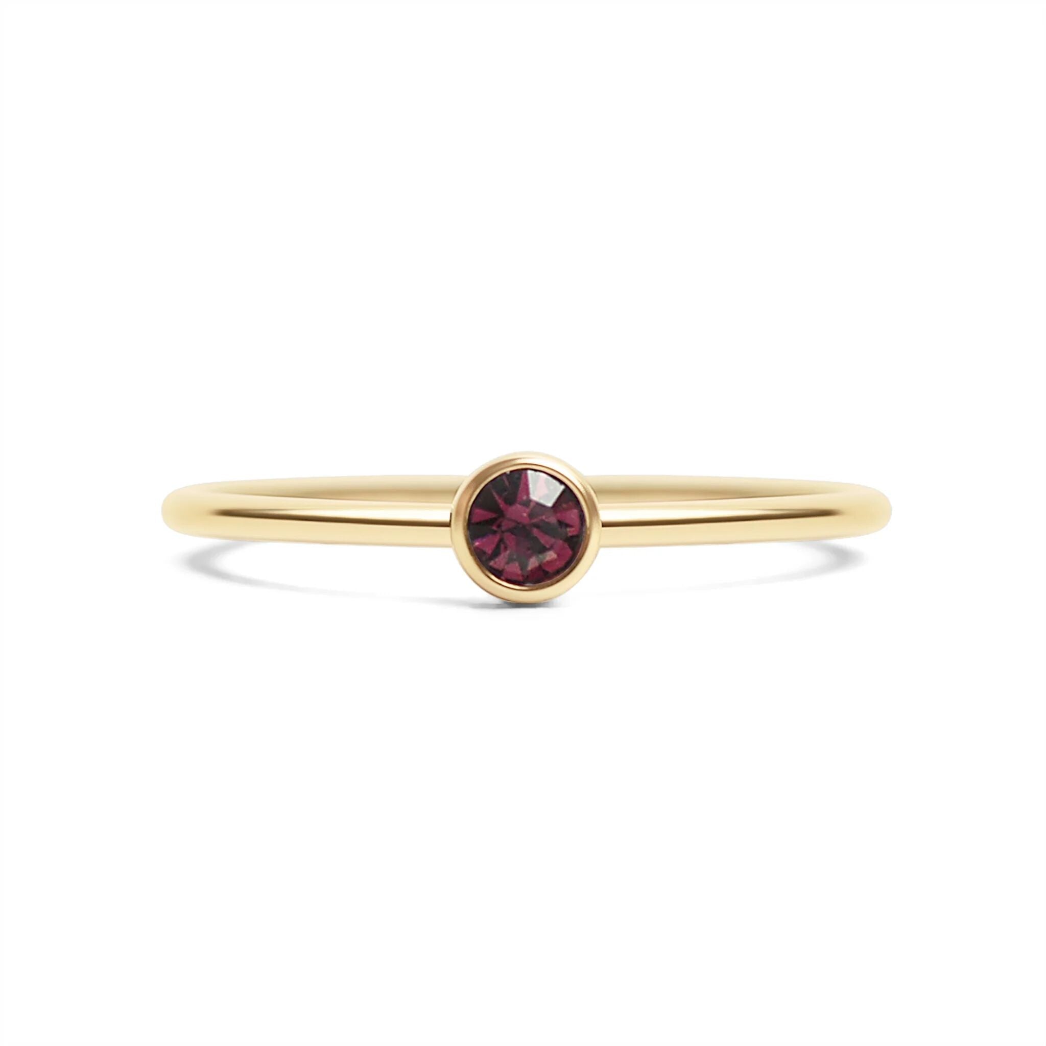 14K Gold Stacking Ring – Custom Birthstone Slim Profile Layered Jewelry - Rings | Sunflower Soul Boutique