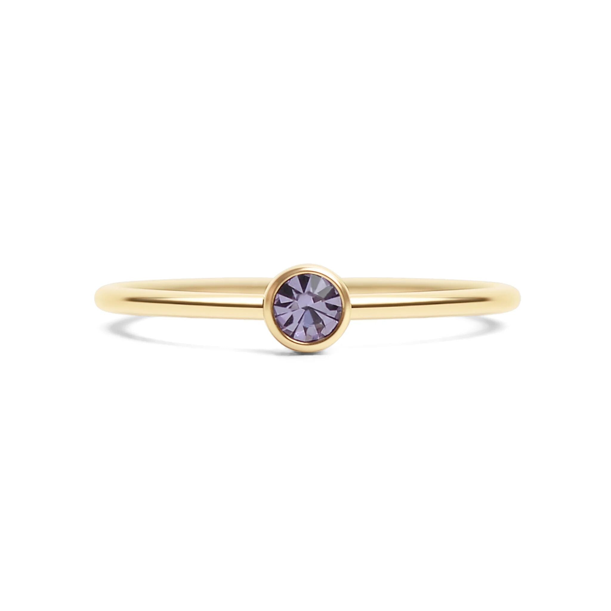 14K Gold Stacking Ring – Custom Birthstone Slim Profile Layered Jewelry - Rings | Sunflower Soul Boutique