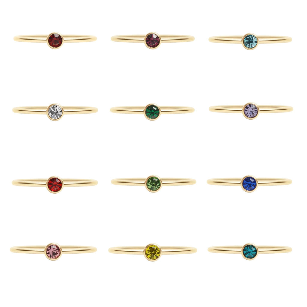 14K Gold Stacking Ring – Custom Birthstone Slim Profile Layered Jewelry - Rings | Sunflower Soul Boutique