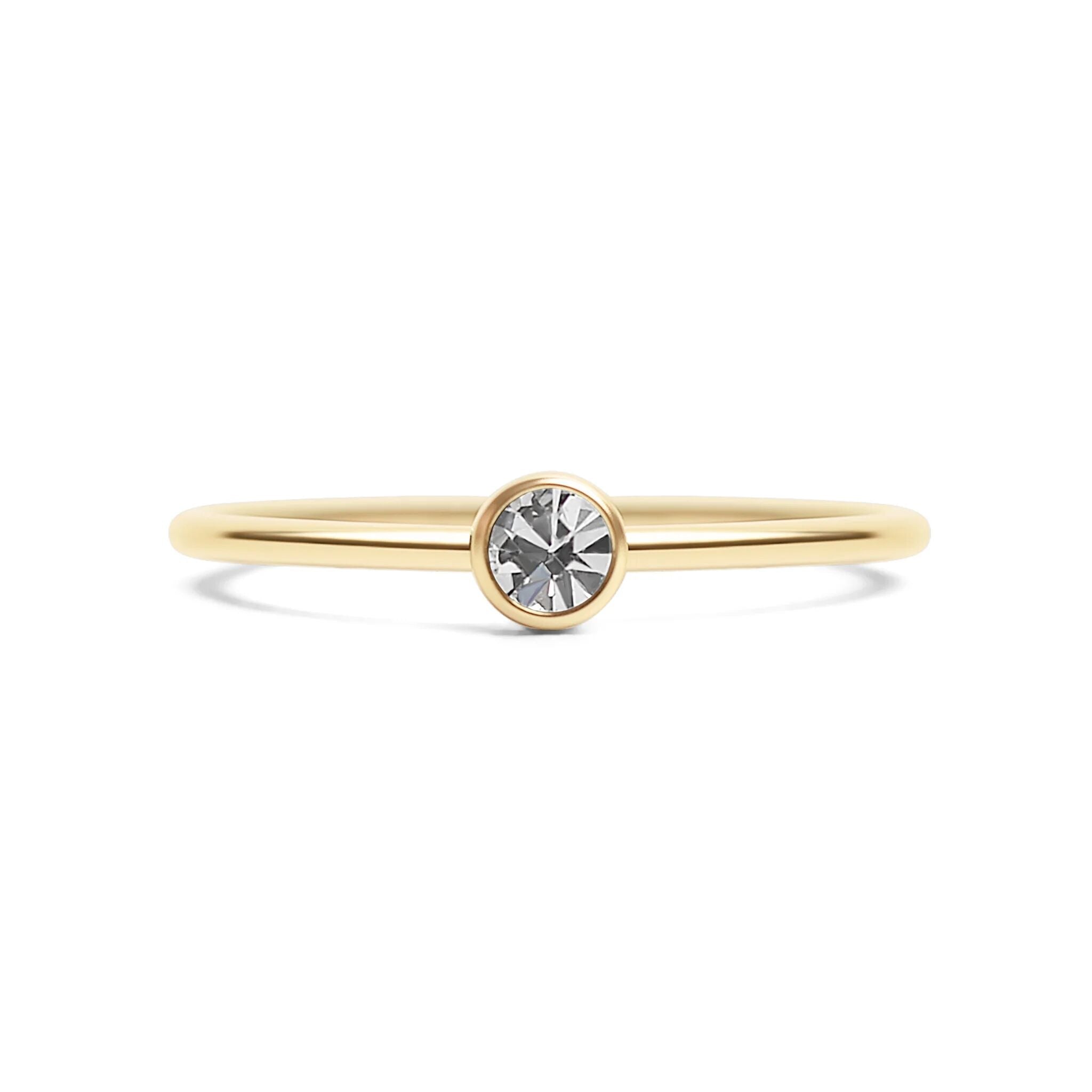 14K Gold Stacking Ring – Custom Birthstone Slim Profile Layered Jewelry - Rings | Sunflower Soul Boutique