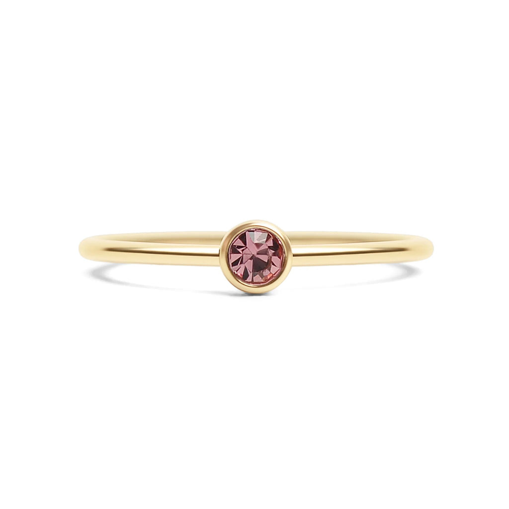 14K Gold Stacking Ring – Custom Birthstone Slim Profile Layered Jewelry - Rings | Sunflower Soul Boutique
