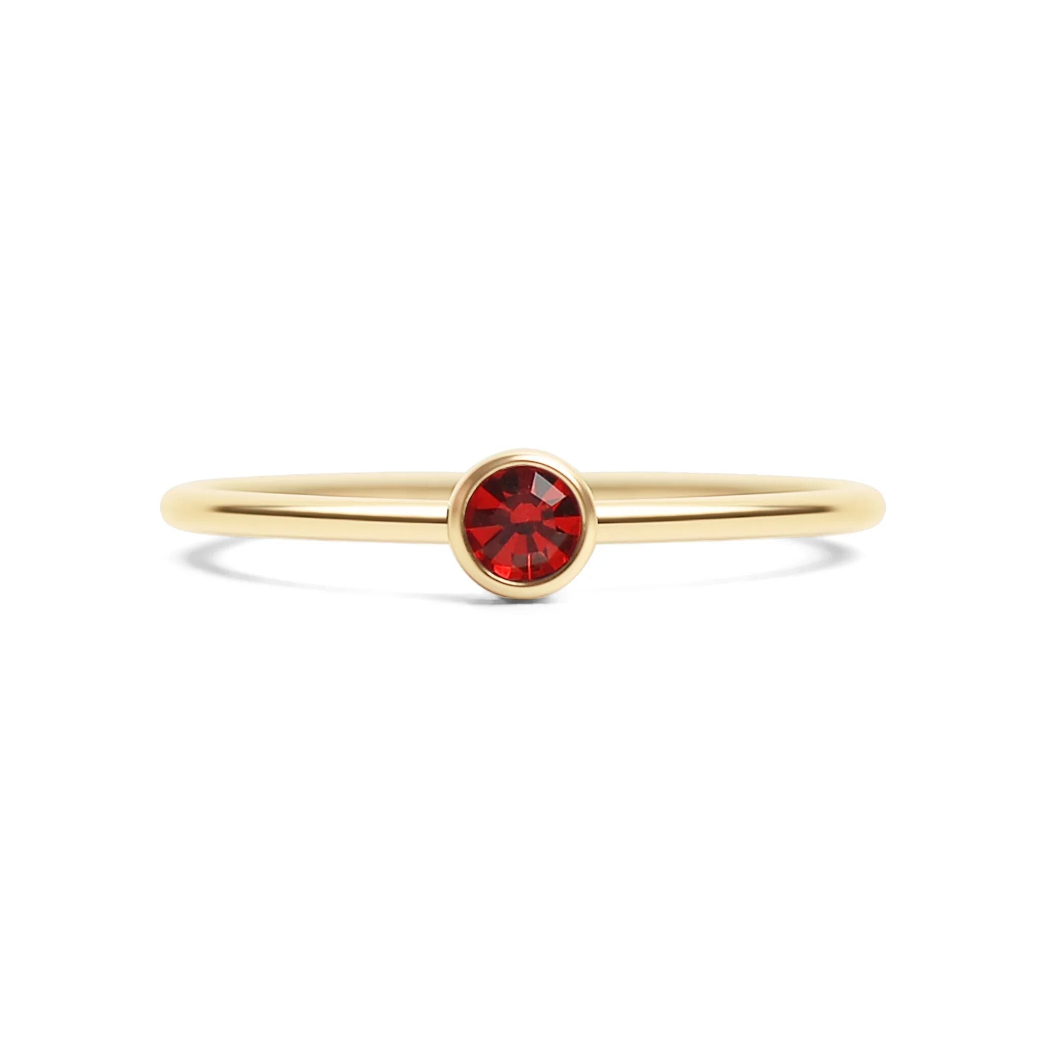 14K Gold Stacking Ring – Custom Birthstone Slim Profile Layered Jewelry - Rings | Sunflower Soul Boutique