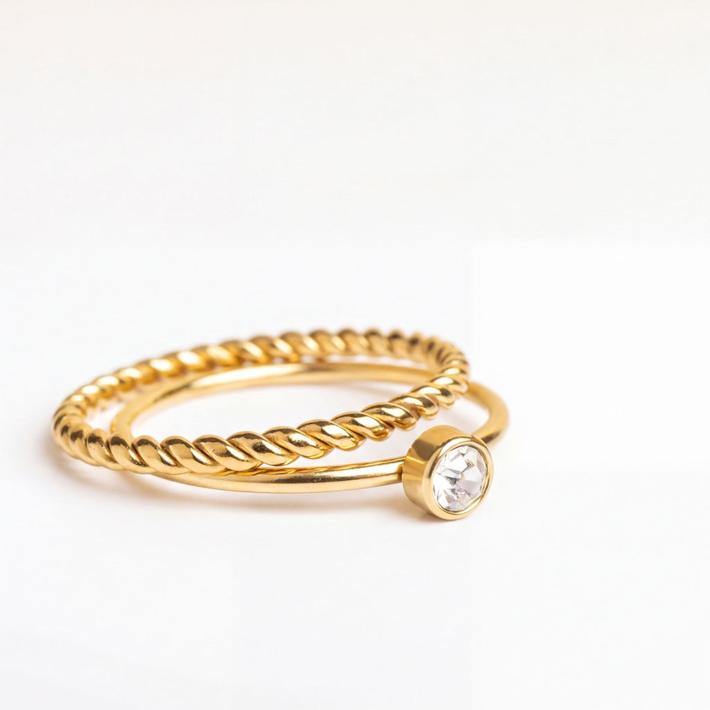 14K Gold Stacking Ring – Custom Birthstone Slim Profile Layered Jewelry - Rings | Sunflower Soul Boutique