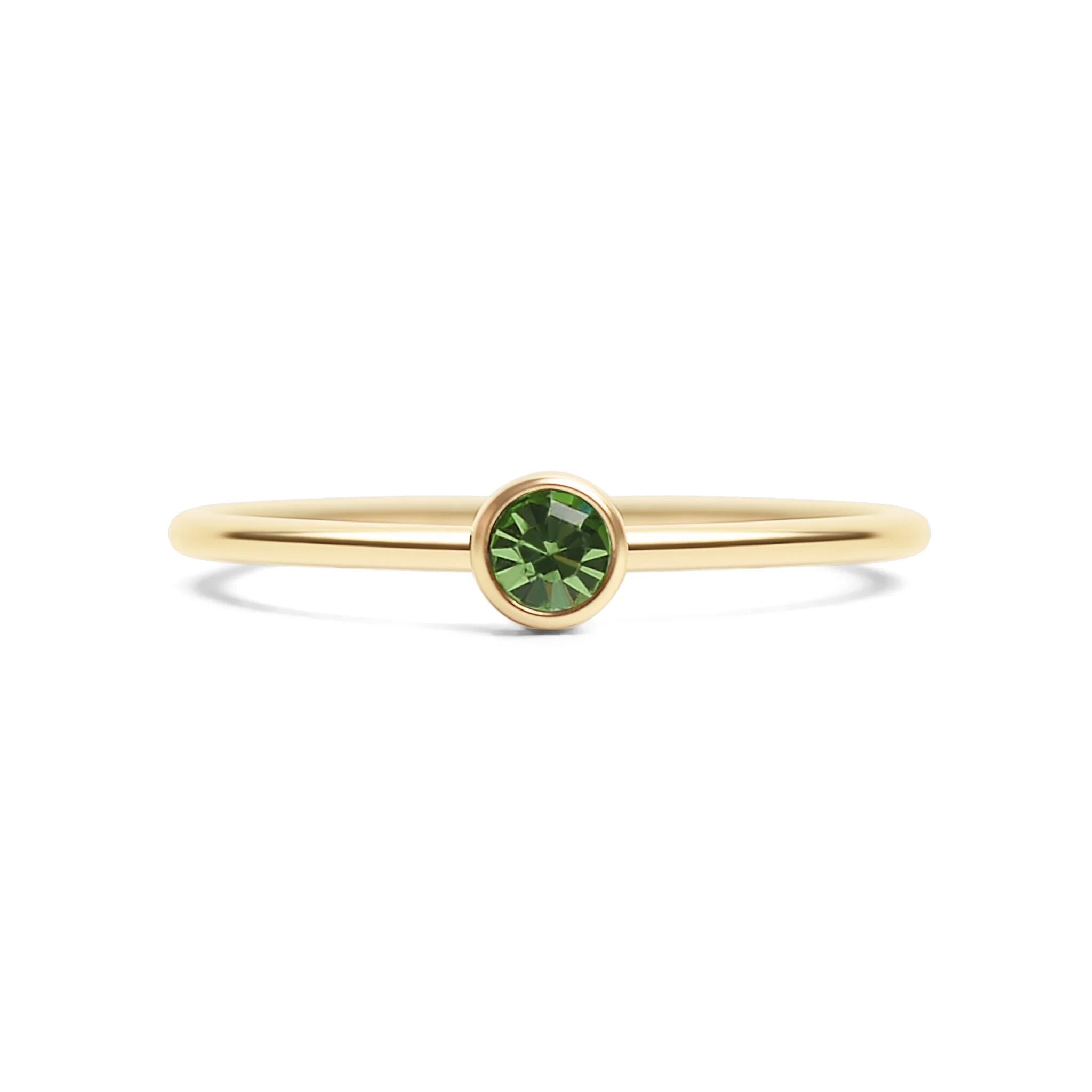 14K Gold Stacking Ring – Custom Birthstone Slim Profile Layered Jewelry - Rings | Sunflower Soul Boutique
