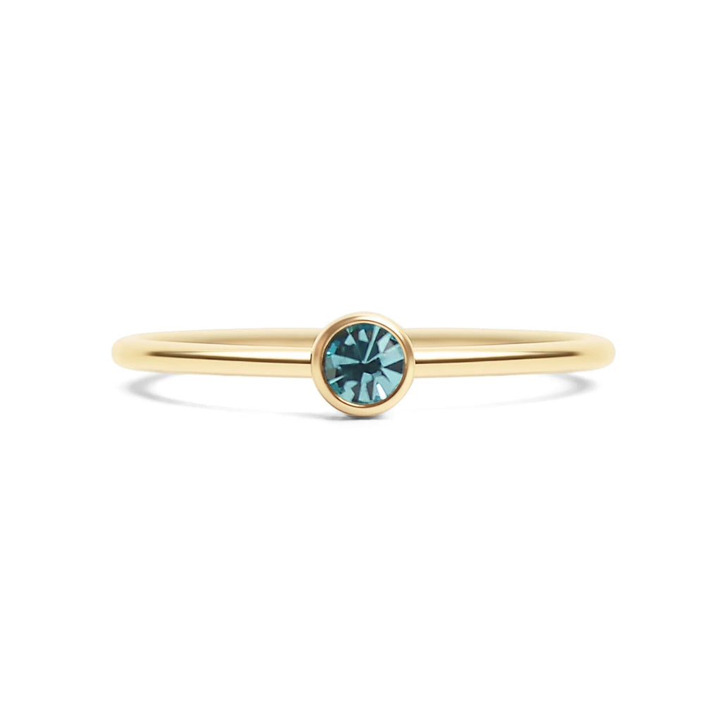14K Gold Stacking Ring – Custom Birthstone Slim Profile Layered Jewelry - Rings | Sunflower Soul Boutique