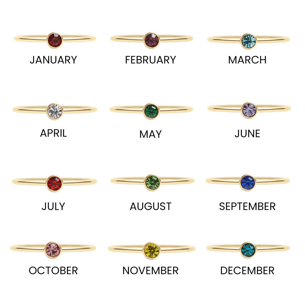 14K Gold Stacking Ring – Custom Birthstone Slim Profile Layered Jewelry - Rings | Sunflower Soul Boutique