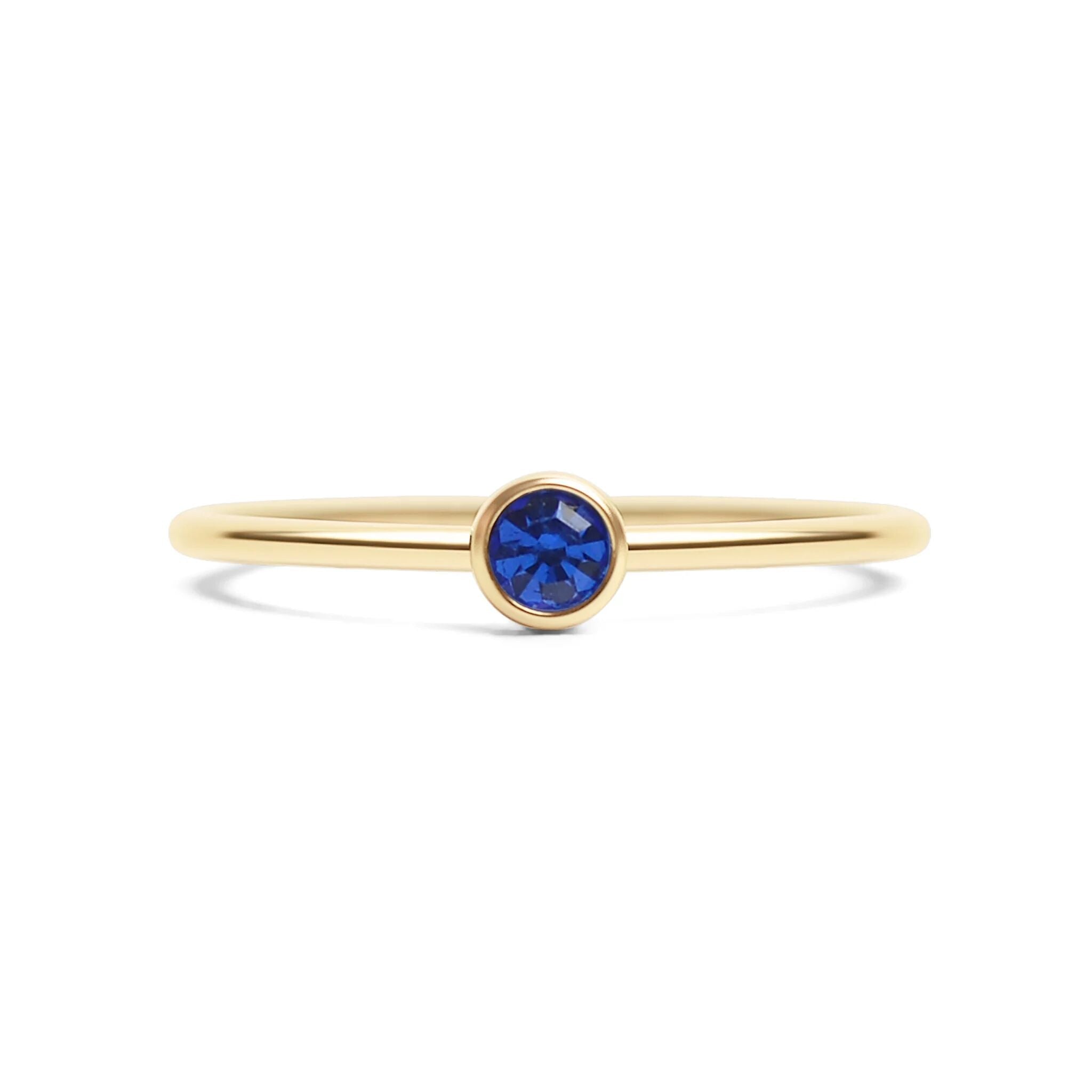 14K Gold Stacking Ring – Custom Birthstone Slim Profile Layered Jewelry - Rings | Sunflower Soul Boutique