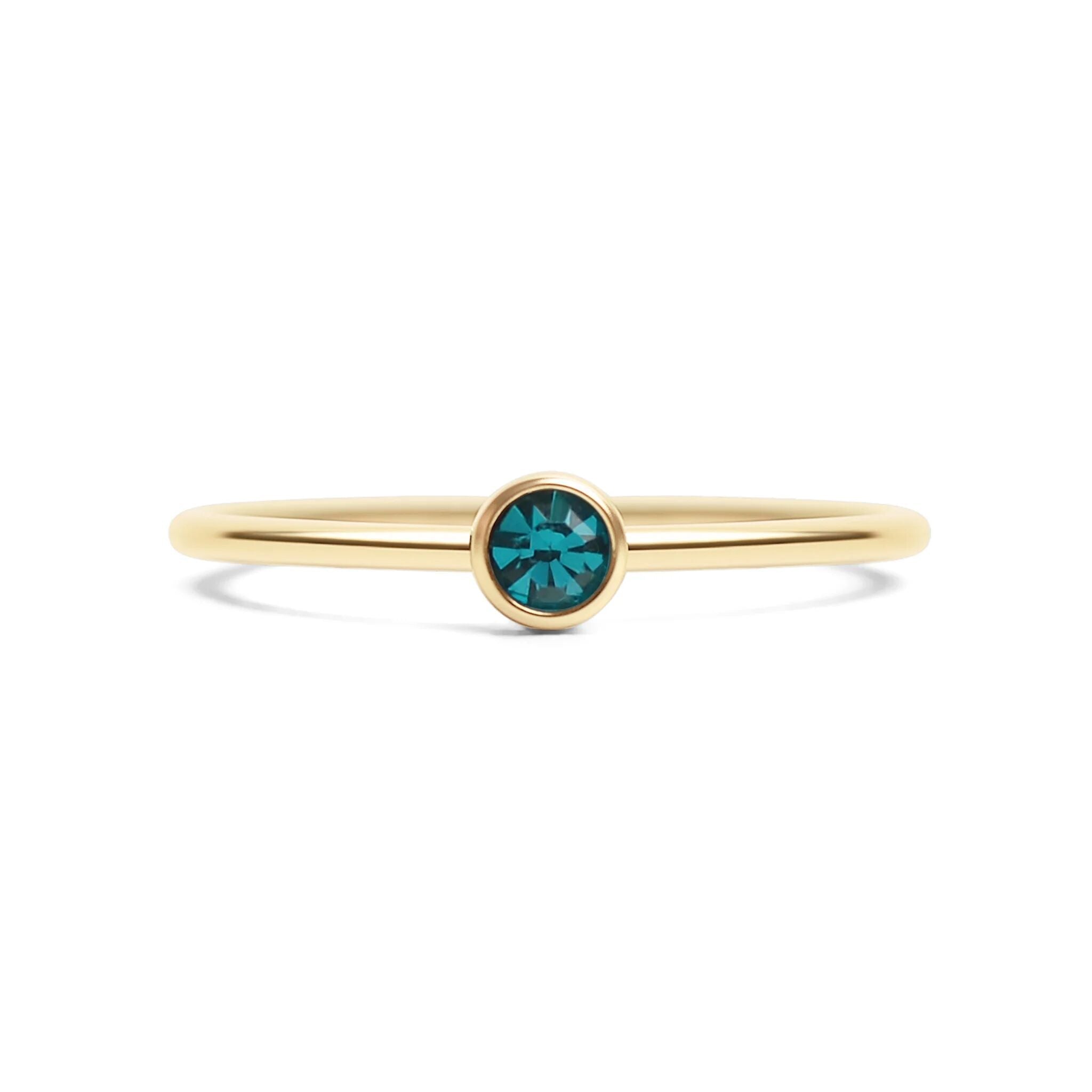 14K Gold Stacking Ring – Custom Birthstone Slim Profile Layered Jewelry - Rings | Sunflower Soul Boutique