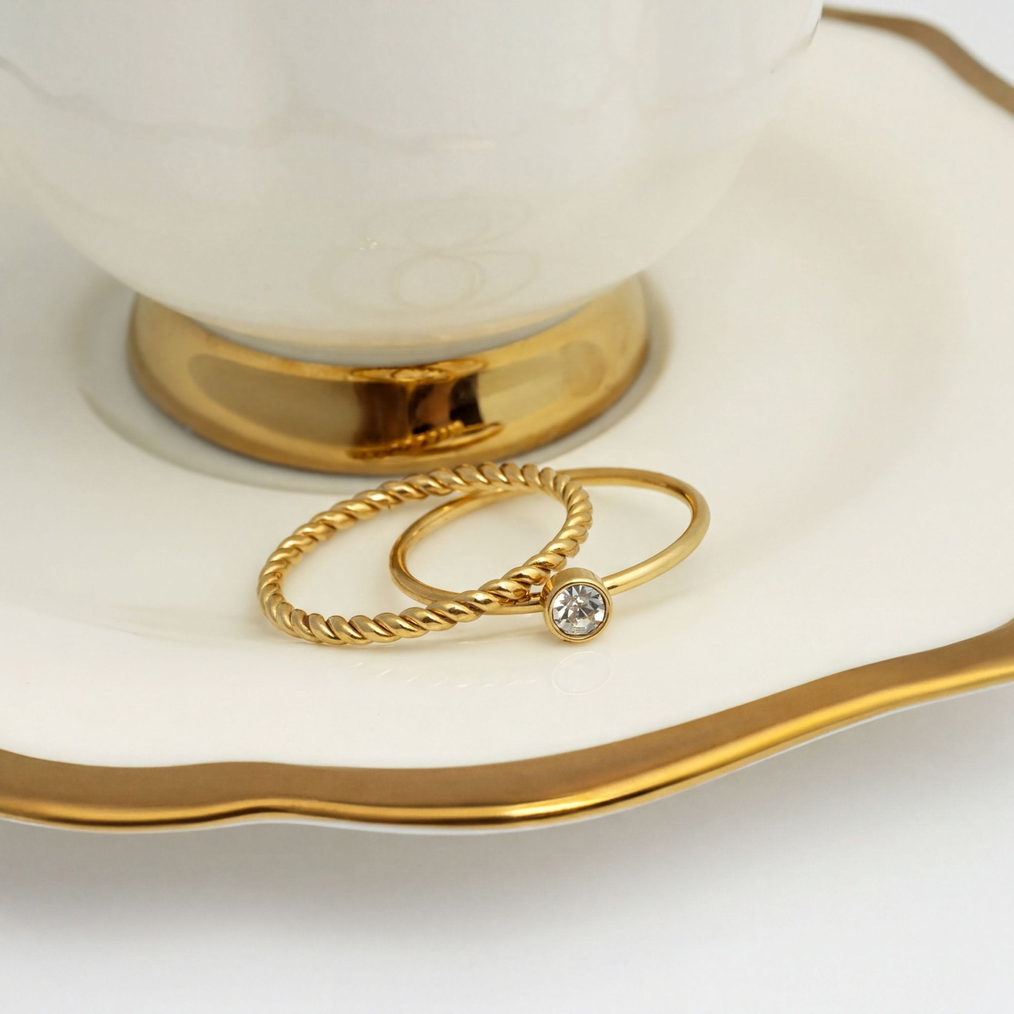 14K Gold Stacking Ring – Custom Birthstone Slim Profile Layered Jewelry - Rings | Sunflower Soul Boutique
