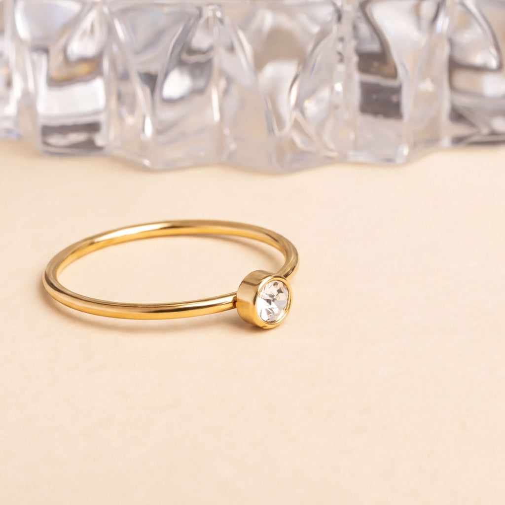 14K Gold Stacking Ring – Custom Birthstone Slim Profile Layered Jewelry - Rings | Sunflower Soul Boutique