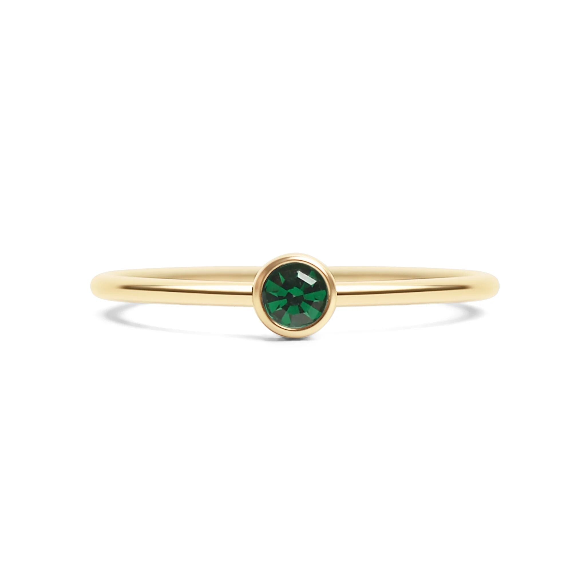 14K Gold Stacking Ring – Custom Birthstone Slim Profile Layered Jewelry - Rings | Sunflower Soul Boutique