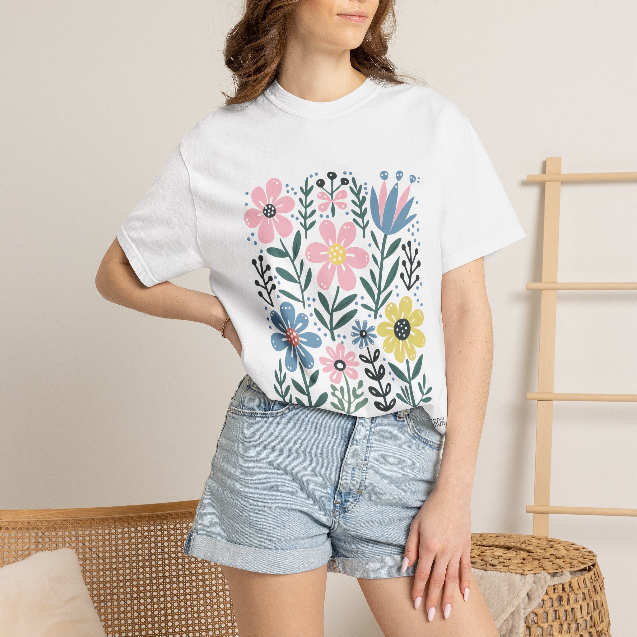 Wildflower Bible Verse Tee – Soft Garment Dyed Floral Graphic Shirt