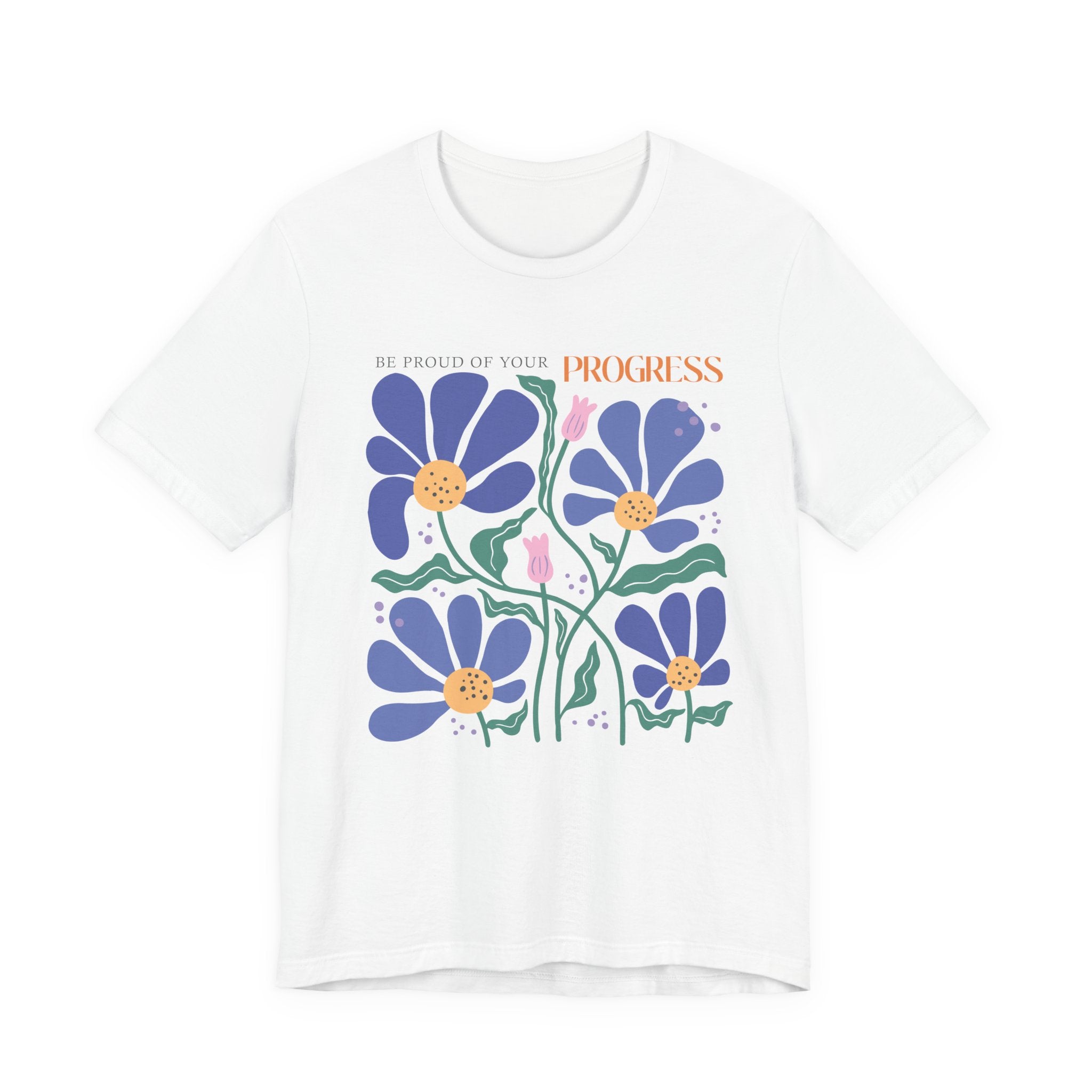 Empowering Floral Tee – Motivational Graphic Shirt with Pastel Flowers for Growth