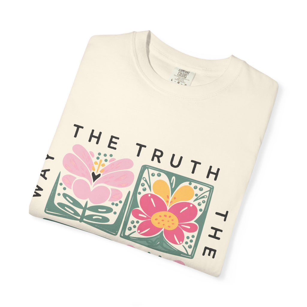 Floral Scripture Tee – Christian T-Shirt With John 14 6 Bible Verse Design