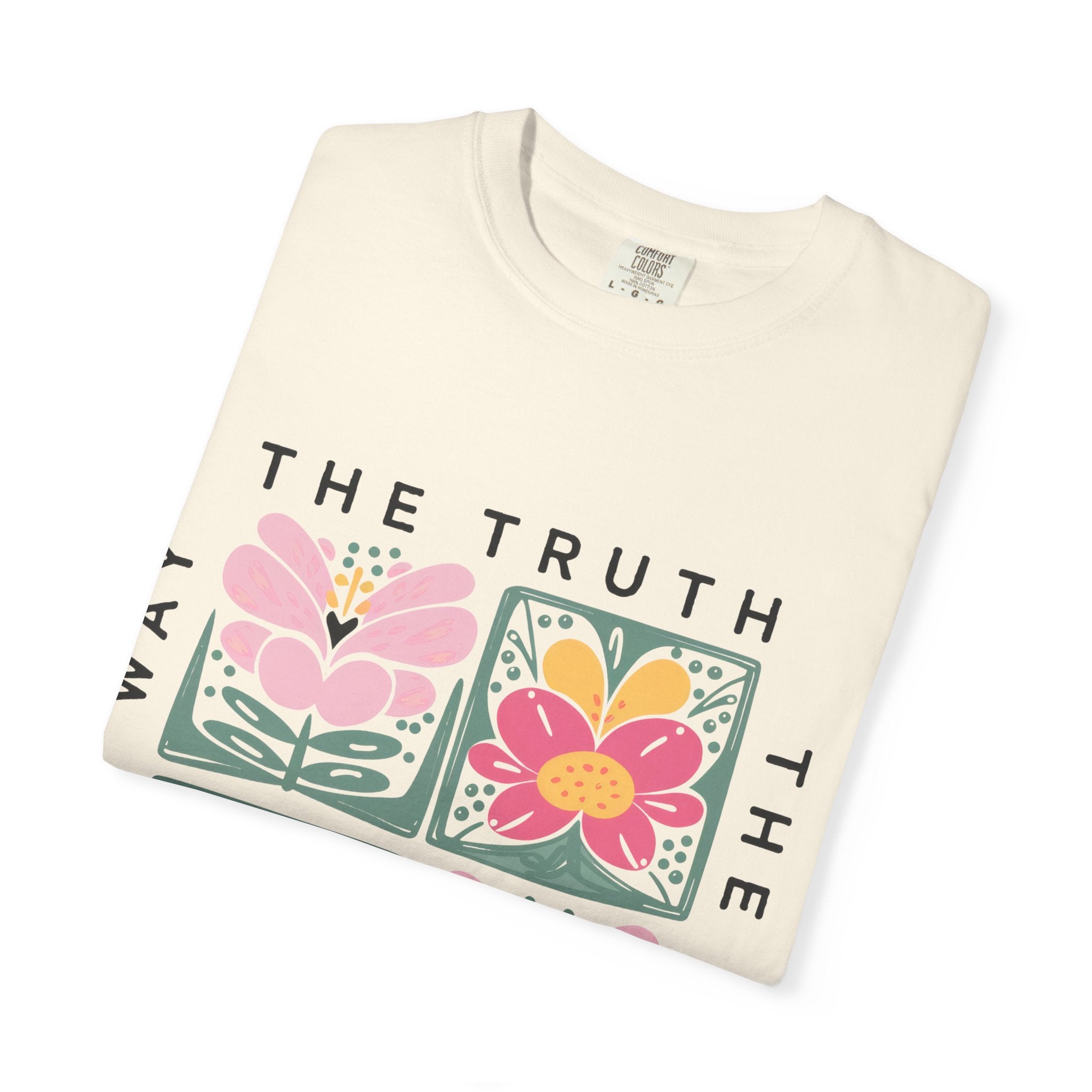 Floral Scripture Tee – Christian T-Shirt With John 14 6 Bible Verse Design