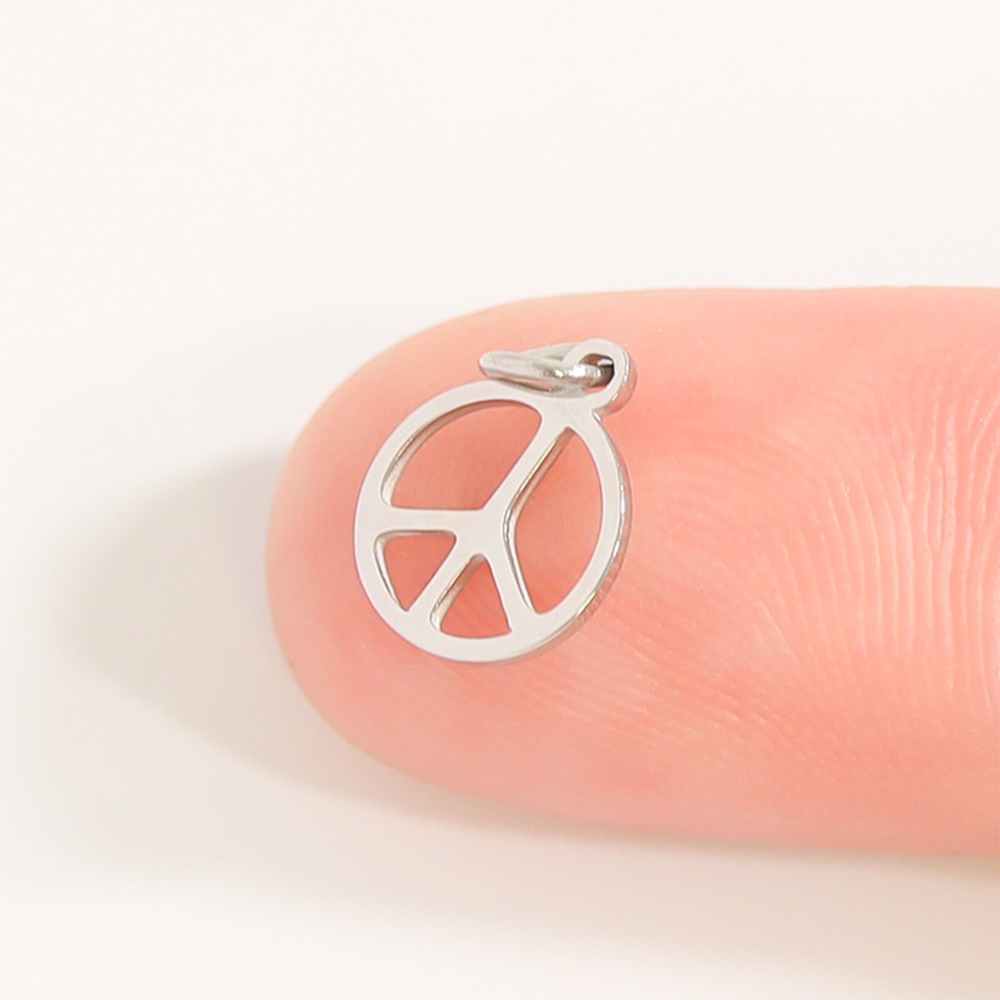 Peace Sign Charm 18K Gold Pendant – Waterproof Stainless Steel Hypoallergenic Jewelry